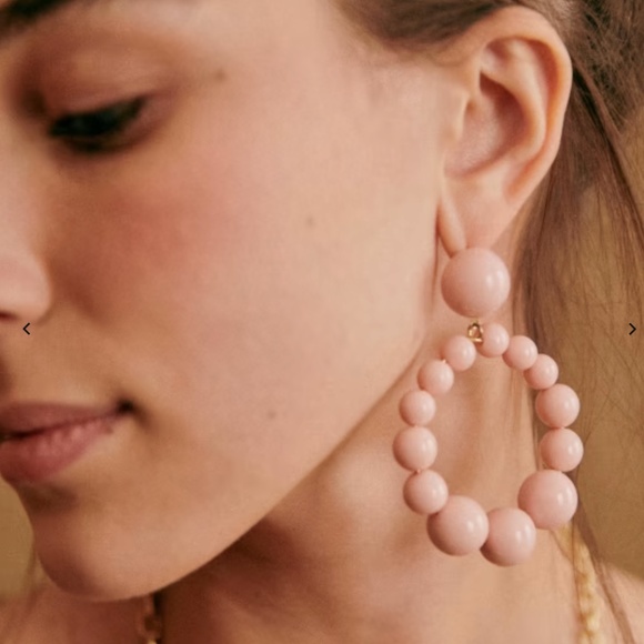 Sezane  Charlie Black Beaded Hoop Earrings - Picture 2 of 10